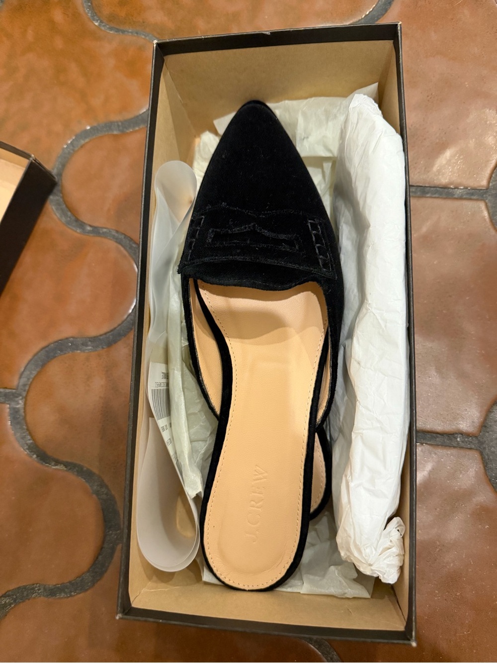 NIB J Crew Velvet Loafer Mules in Black - Picture 2 of 4